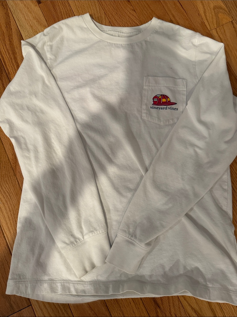 Vineyard Vines Kids White Long-Sleeve Tee Firetruck Pocket Graphic